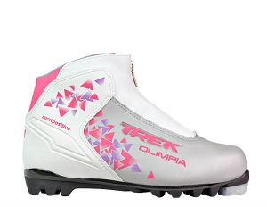 Ботинки лыжные TREK Olimpia Comfort NNN ИК (серебро, лого розовый)