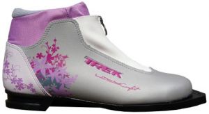 Ботинки лыжные TREK Lady Comfort ИК (серебро, лого сиреневый)