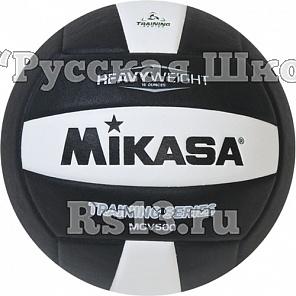 Мяч волейб. трен. "MIKASA MGV500-WBK", р.5, утяжеленный - вес 445-465 г, синт.кожа (ПУ), 18 панелей, бутиловая камера, нейлоновый корд, клееный, бело-черный