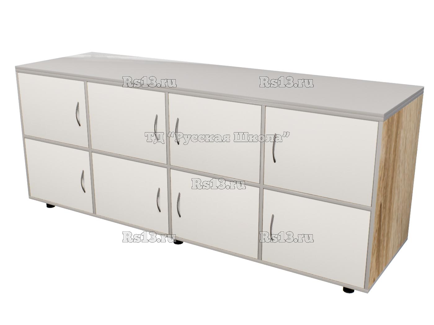 Тумба ТЕХНОЛОГИЯ-42 двухсторонняя закрытая 8 «Точка роста» (кор. Дуб Сонома, фас. Белые, кр. Серая)