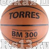 Мяч баск. трен. "TORRES BM300" арт.B00017, р.7, износостойкая резина, нейлоновый корд, бутиловая камера, для зала и улицы, темнооранжево-черный