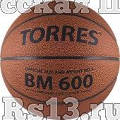 Мяч баск. трен. "TORRES BM600" арт.B10025, р.5, синт. кожа (ПУ), нейлоновый корд, бутиловая камера, для зала и улицы, темнокориченвый-черный