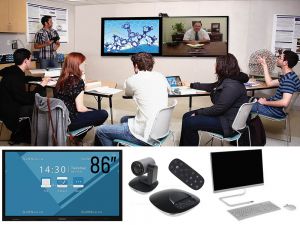 Комплект для проведения конференций и дистанционного обучения (Интерактивная панель IQTouch Candy 86", Веб-камера Logitech Conference, Моноблок Lenovo)