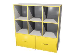 Тумба КАСКАД Т33M3 полуоткрытая с 2 ящиками (кор. Серый, кр. Желтая, фас. Желтые)
